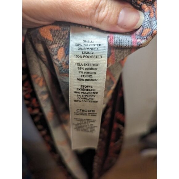 Chico's Floral Striped Print Short Sleeve Dress Knee Length Size 0 (4-6) - Picture 5 of 12